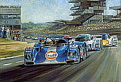 Final Encounter, Derek Bell Porsche Spider K8 in Le Mans Motorsport Kunstdruck von Alan Fearnley