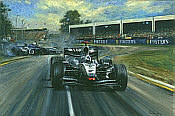 Melbourne Victory, David Coulthard McLaren Mercedes F1 Motorsport Kunstdruck von Alan Fearnley