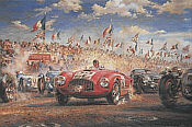 Triple First, Le Mans 1949 motorsport art print by Alfredo De la Maria