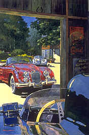 Classic Stable, Jaguar XK120, XK150 und D-Type Automobilkunst von Barry Rowe