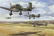 Junkers Ju-87 und Ju-52 aviation art print by Friedl Wuelfing