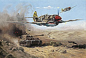 Desert Sharks, Curtiss P-40 aviation art print by Heinz Krebs