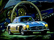 Mercedes 300 SL 1954 automobile art print by Hessel Bes