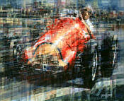 Fangio and Alfa Romeo F1 motorsport art print by Juan Carlos Ferrigno