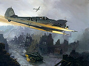 The Final Hours, Focke-Wulf Fw 190 over Berlin aviation art print by Mark Postlethwaite