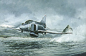 Phantom Thunder, F4 Tiefflug Pyramid Lake Luftfahrt-Kunstdruck von Michael Rondot