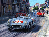 Battered but Defiant - Mercedes 300 SLR Mille Miglia 1955, Motorsport Art by Nicholas Watts