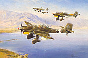 Stuka, Junkers Ju-87 over the Mediterranean aviation art print by Robert Taylor