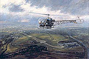 Memories of Leavesden, Bell 47 Helicopter aviation art print by Ronald Wong