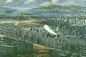 Return to Kai Tak, Cathay Pacific Boeing 747-400 aviation art print by Ronald Wong